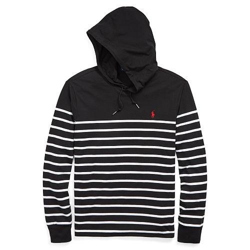 Polo Ralph Lauren Striped Cotton Hooded T-shirt Polo Black/white