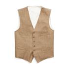 Ralph Lauren Textured Linen Vest Light Tan And Brown