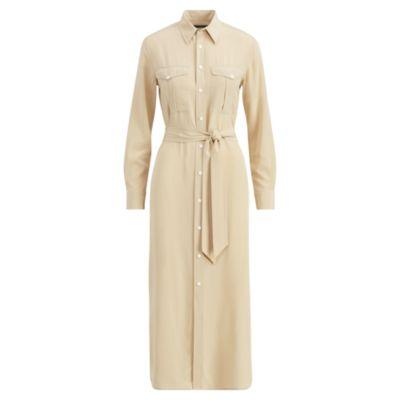 Ralph Lauren Silk Crepe Shirtdress Beige