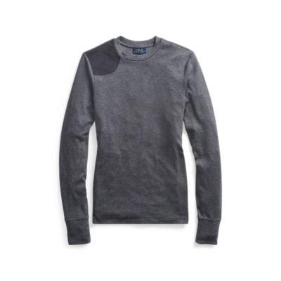 Ralph Lauren Suede-trim Crewneck Top Barclay Heather