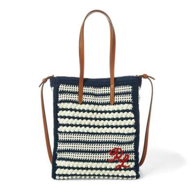 Ralph Lauren Crocheted Mini Modern Tote Blue/white