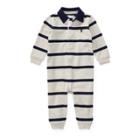 Ralph Lauren Striped Cotton Rugby Coverall Light Heather Multi 6m