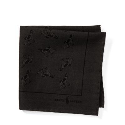 Ralph Lauren Pointer Dog Wool Pocket Square Grey