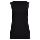Ralph Lauren Leather-trim Boatneck Top Polo Black