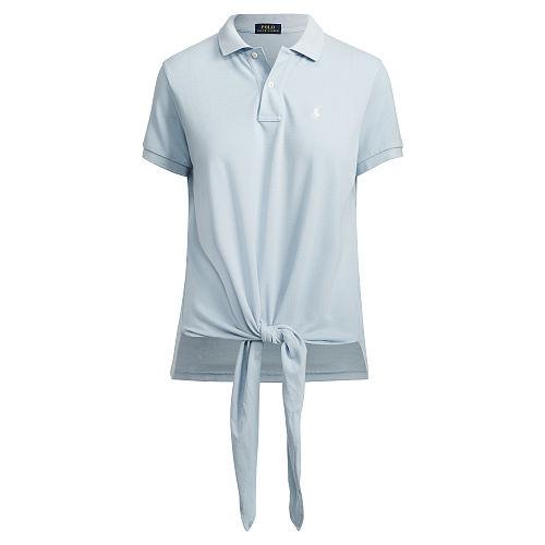 Polo Ralph Lauren Tie-front Mesh Polo Shirt Naples Blue