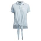 Polo Ralph Lauren Tie-front Mesh Polo Shirt Naples Blue