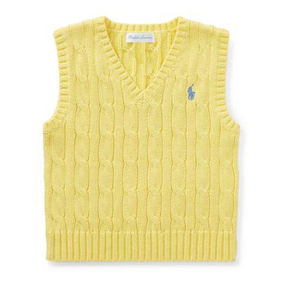 Ralph Lauren Cable-knit Cotton Vest Beekman Yellow 18m