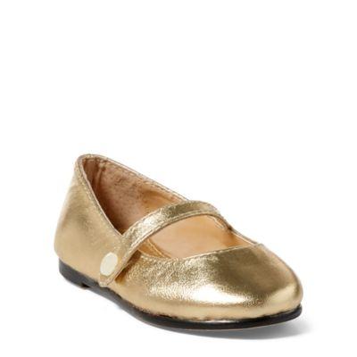 Ralph Lauren Alyssa Leather Mary Jane Gold Leather