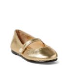 Ralph Lauren Alyssa Leather Mary Jane Gold Leather