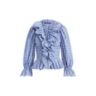 Ralph Lauren Sophie Cotton Gingham Blouse White/blue