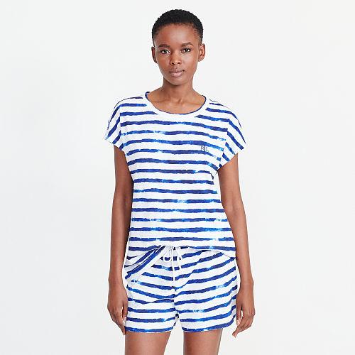 Ralph Lauren Lauren Striped Cotton Sleep Short Set Stripe Blue White