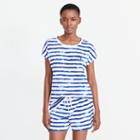 Ralph Lauren Lauren Striped Cotton Sleep Short Set Stripe Blue White