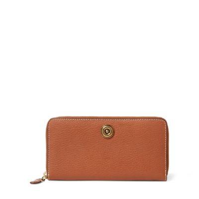 Ralph Lauren Leather Zip Wallet Lauren Tan/orange