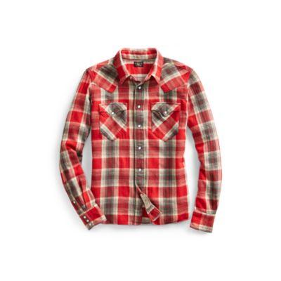 Ralph Lauren Buffalo Cotton Western Shirt Rl 103 Grey Red