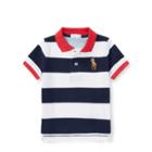 Ralph Lauren Striped Cotton Mesh Polo Shirt Newport Navy 6m