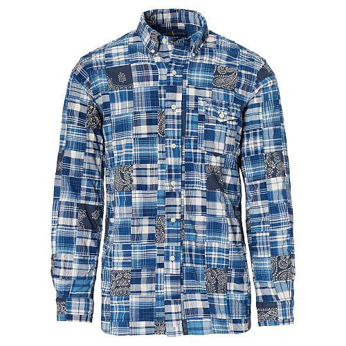 Polo Ralph Lauren Patchwork Cotton Madras Shirt Indigo/navy Multi