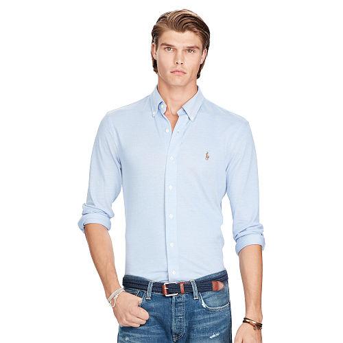 Polo Ralph Lauren Knit Oxford Shirt Harbor Island Blue/white