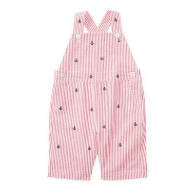 Ralph Lauren Embroidered Seersucker Overall Red/white 3m