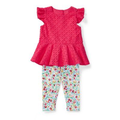 Ralph Lauren Eyelet Top & Floral Legging Baja Pink 3m