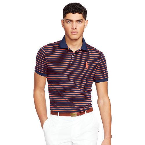 Ralph Lauren Polo Golf Custom-fit Striped Polo French Navy/active Orange