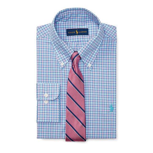Polo Ralph Lauren Checked Cotton Dress Shirt Turq/wine Multi