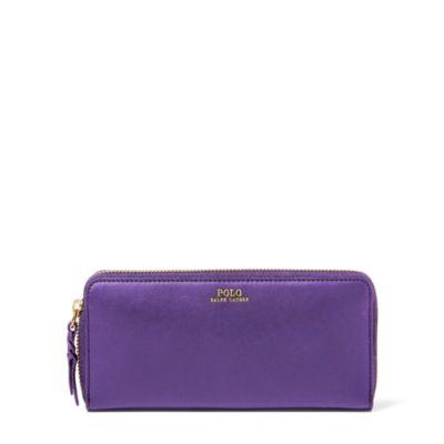 Ralph Lauren Leather Zip-around Wallet Purple
