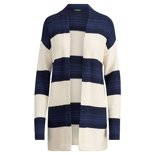 Ralph Lauren Lauren Striped Open-front Cardigan Cream/indigo