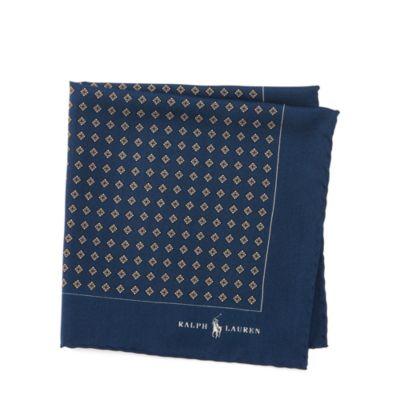 Ralph Lauren Neat Silk Twill Pocket Square Navy