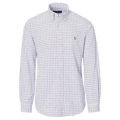 Polo Ralph Lauren Plaid Cotton Oxford Shirt Pink/white Multi