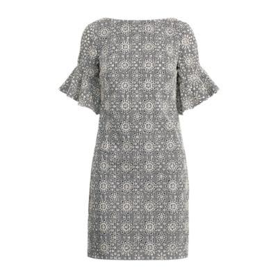 Ralph Lauren Embroidered Cotton Dress White/blk