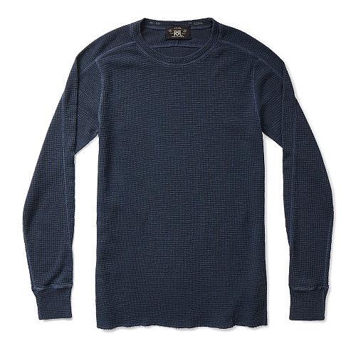 Ralph Lauren Rrl Waffle-knit Cotton T-shirt Deep Space