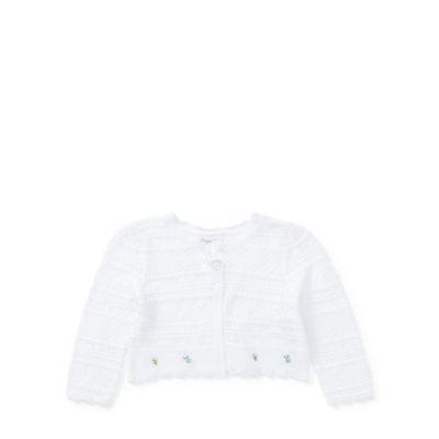 Ralph Lauren Pointelle-knit Cotton Cardigan White 24m