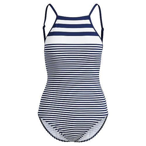 Ralph Lauren Lauren Striped One-piece Swimsuit Marine Navy/white