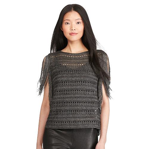 Polo Ralph Lauren Fringed Metallic Pullover Pewter