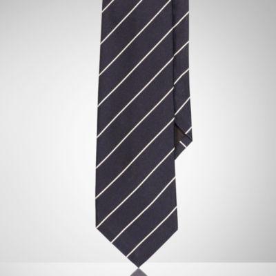 Ralph Lauren Striped Silk Satin Tie Dark Navy