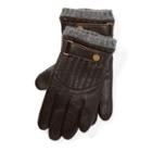 Ralph Lauren Quilted Leather Racing Gloves Circuit Brown