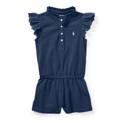 Ralph Lauren Cotton Flutter-sleeve Romper Summer Navy 3m