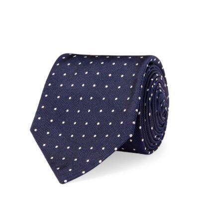Ralph Lauren Polka-dot Silk Repp Narrow Tie Navy