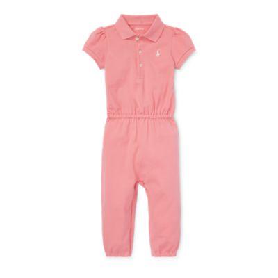 Ralph Lauren Mesh Polo Romper Dolce Pink 9m