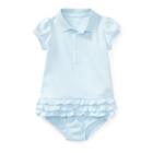Ralph Lauren Ruffled Polo Dress & Bloomer Beryl Blue 12m