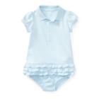 Ralph Lauren Ruffled Polo Dress & Bloomer Beryl Blue 12m