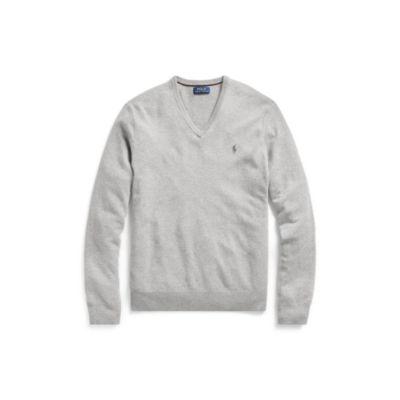 Ralph Lauren Merino Wool V-neck Sweater Fawn Grey Heather
