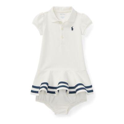 Ralph Lauren Cotton Polo Dress & Bloomer Deckwash White 6m
