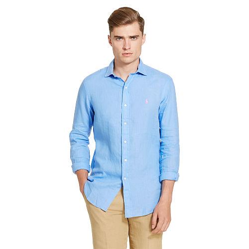 Polo Ralph Lauren Linen Sport Shirt Harbor Island Blue