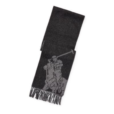 Ralph Lauren Big Pony Virgin Wool Scarf Dk Grnt Hr/fwn Gry Hr