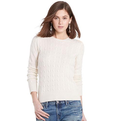 Polo Ralph Lauren Slim Cable Cashmere Sweater Cream