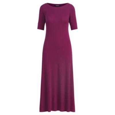 Ralph Lauren Waffle-knit Cotton Midi Dress Berry Jam