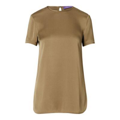 Ralph Lauren Kensley Satin Keyhole-back Top Olive