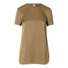 Ralph Lauren Kensley Satin Keyhole-back Top Olive