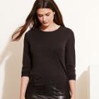 Ralph Lauren Lauren Woman Lace-hem Jersey Tee Black